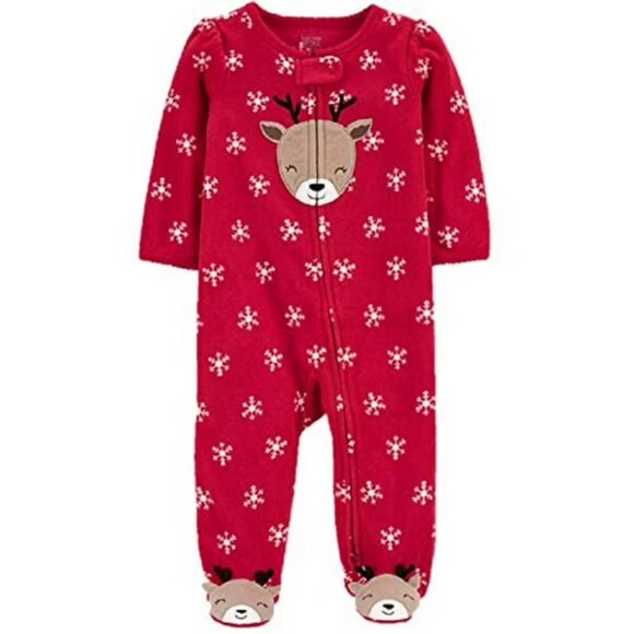 NEW Just One You Carter's 2 piece set outfit Fleece Reindeer Footed Sleeper NWT - Picture 1 of 1